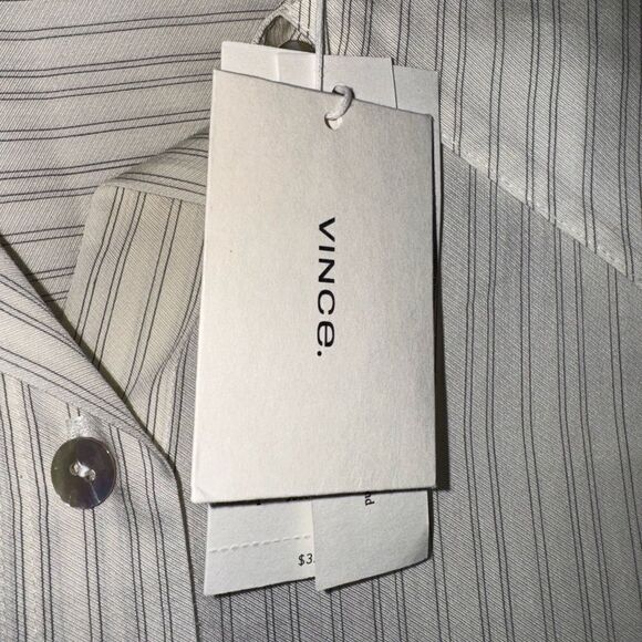 Vince Dress Shirt Pin Stripe Button Down Men’s Bone Color Off White Ivory NWT - Picture 4 of 5